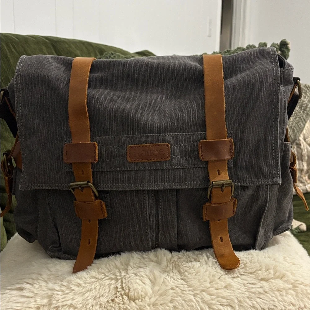 Kattee Leather Canvas Camera Bags for Men Vintage DSLR SLR Messenger Shoulder...